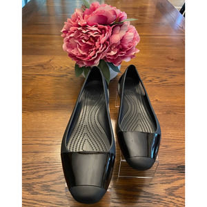 CROCS Sienna Women's Shiny Flat Black Comfort Flats Size 8